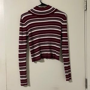 Striped tight fit turtle neck